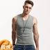 Áo vest rộng vai nam mùa đông ấm áp bằng cotton cộng với nhung dày co giãn chặt chẽ Áo sơ mi nam vest vest không tay - Áo vest cotton