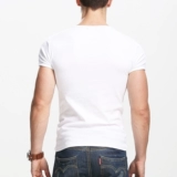 Мужская приятная телу хлопковая эластичная белая цветная футболка с коротким рукавом, в обтяжку, облегающий крой