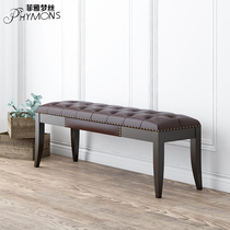 Bedend stool European bed front light luxury spring stool bedside bedroom long imitation leather bedside American footstool sofa stool bed