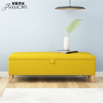 Simple modern bed tail stool bedroom sofa Nordic European and American fabric bed cloakroom change stool storage