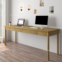 Double desk solid wood with drawer custom home childrens wall long writing desk log office learning computer desk