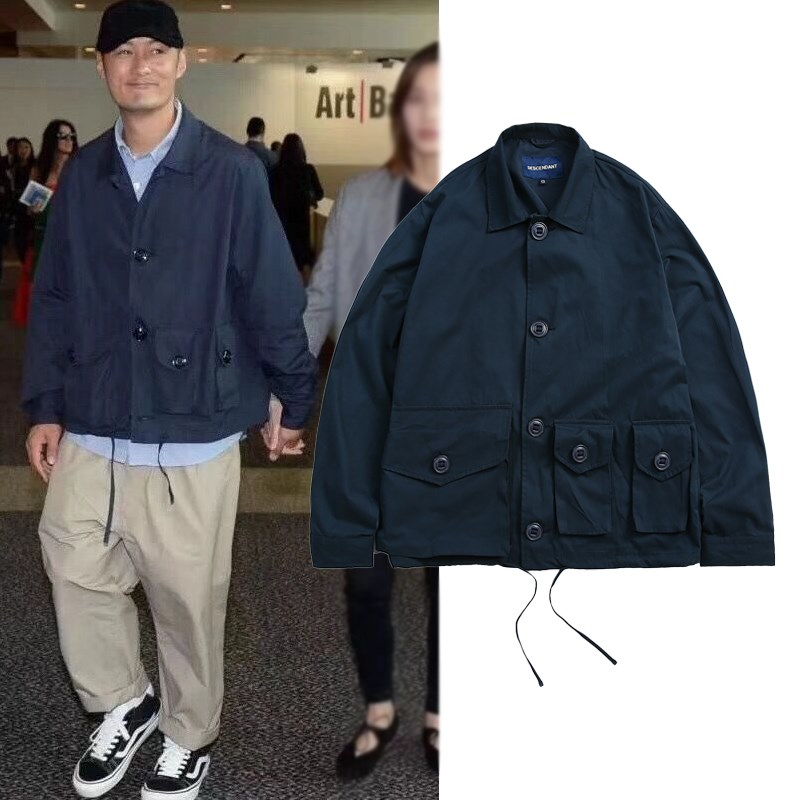 Tide brand Japanese Yu Wenle MDNS autumn and winter multi-pocket windbreaker tide men's youth lapel tooling jacket jacket