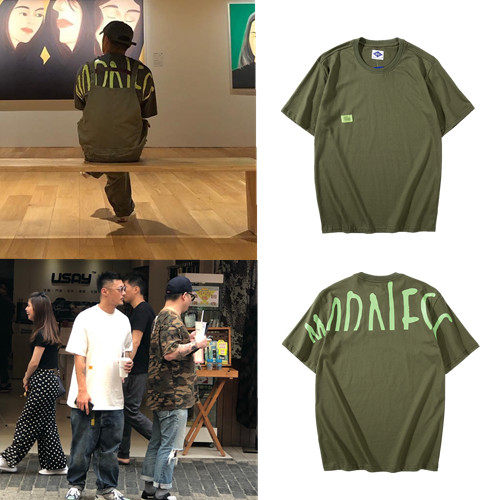 Tide Yu Wenle New Summer Short Sleeve T-shirt Men Pure Cotton in Lax Round Tide Half-sleeved Men's Top