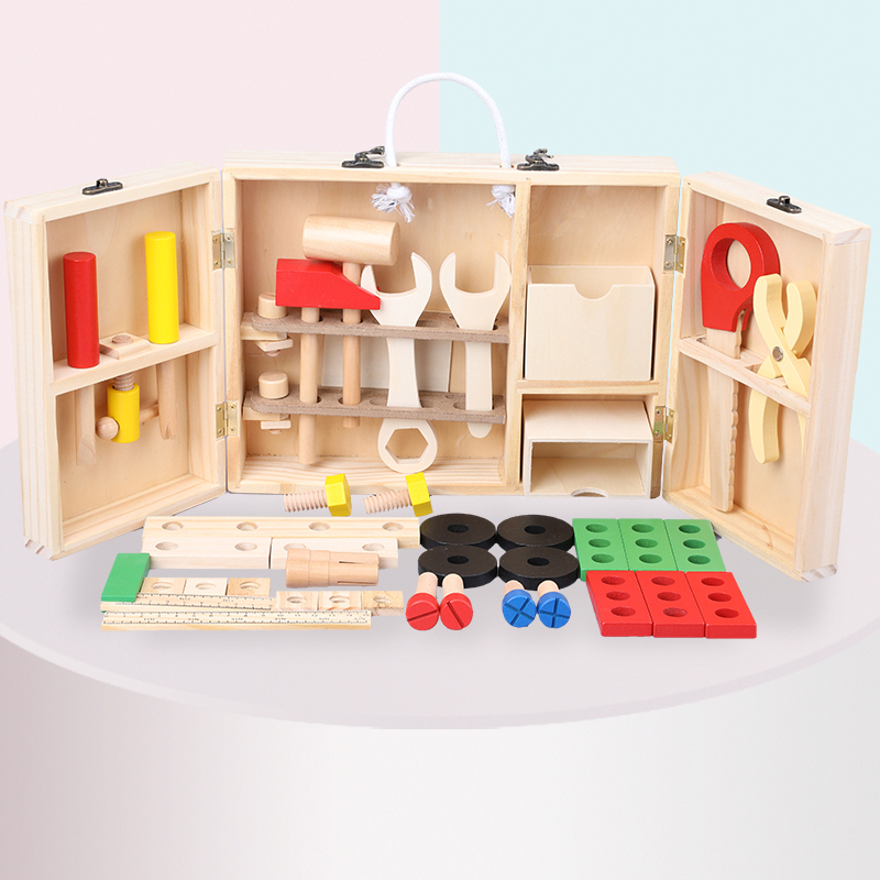 Puzzle Emulation Children's Toolbox Dress Home Wine Toy Sets Boys Maintenance Repair Wooden Intelligence 3-4-6 Years Old