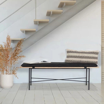 Nordic solid wood changing shoes stool in the house Shoes Stool Home Doorway Light Lavish Bed Tail Bench Leather Creativity Benches Modern Brief