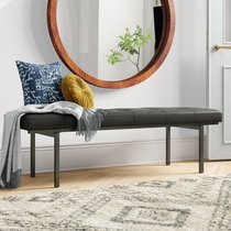 Nordic light and luxurious footstool Entrance Strip Bench Ultra Narrow Leather Sofa Bed Tailstool Home Minimalist Business Black Benches