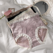 Lace Sexy Pants Woman Summer New High Waist Lady Lady Pure Cotton Crotch Slightly Closed Belly Big Belly Big Code Shorts