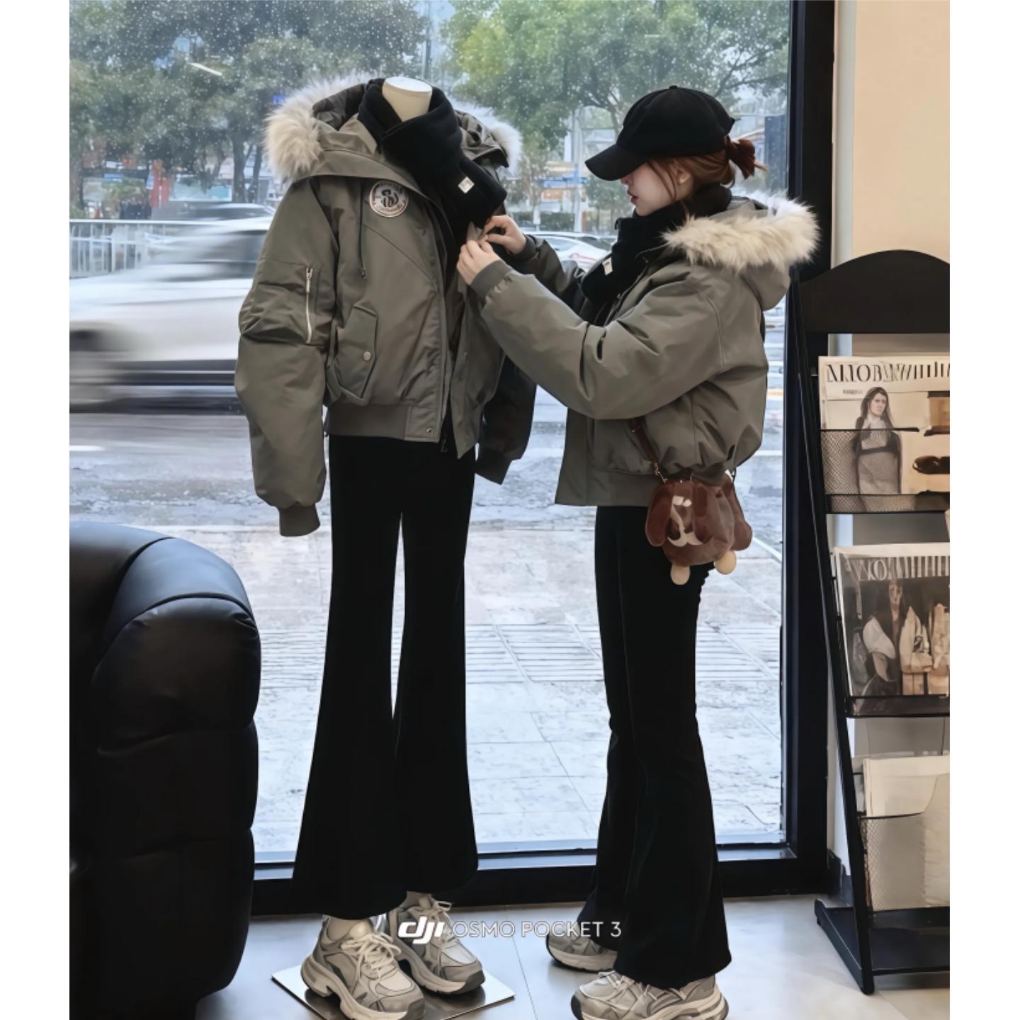 Женская стеганая куртка Tooling Parker, новинка 2025 года, зимняя стеганая куртка с большим меховым воротником, утепленная парная корейская зимняя куртка