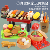 Simulation food barbecue steamed stuffed bun toy children's house kitchen hamburger fruit steamer boy girl cooking set