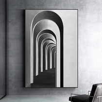 Large porch pure hand-painted oil painting architecture modern simple art hanging painting living room corridor corridor mural decorative painting