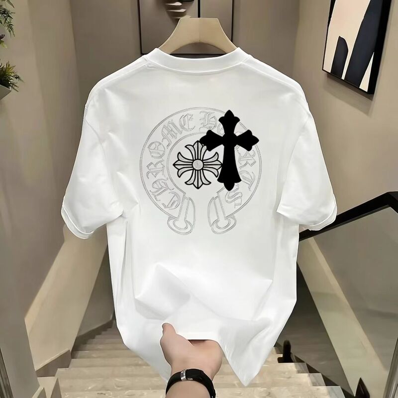 Pure Cotton Short-Sleeved T-Shirt for Men in Summer, Loose and Breathable, Trendy Brand Top, American Style Cross Print Half-Sleeved T-Shirt Pure Cotton Short-Sleeved T-Shirt for Men in Summer, Loose and Breathable, Trendy Brand Top, American Style Cross Print Half-Sleeved T-Shirt
