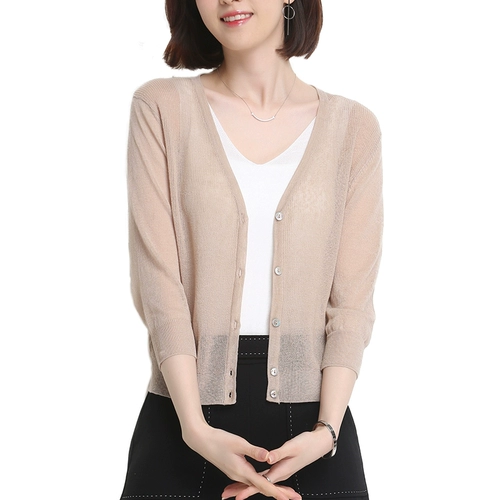 Короткий трикотажный кардиган, летняя куртка, тонкий комплект, накидка, эффект подтяжки, защита от солнца