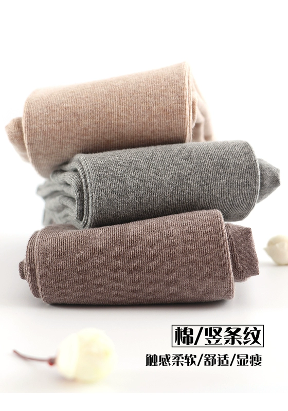 Mùa xuân và mùa thu Nhật Bản tốt sọc dọc phần mỏng áp lực vi thậm chí chân quần vớ sợi bông vớ quần sữa màu cà phê vớ đáy phụ nữ