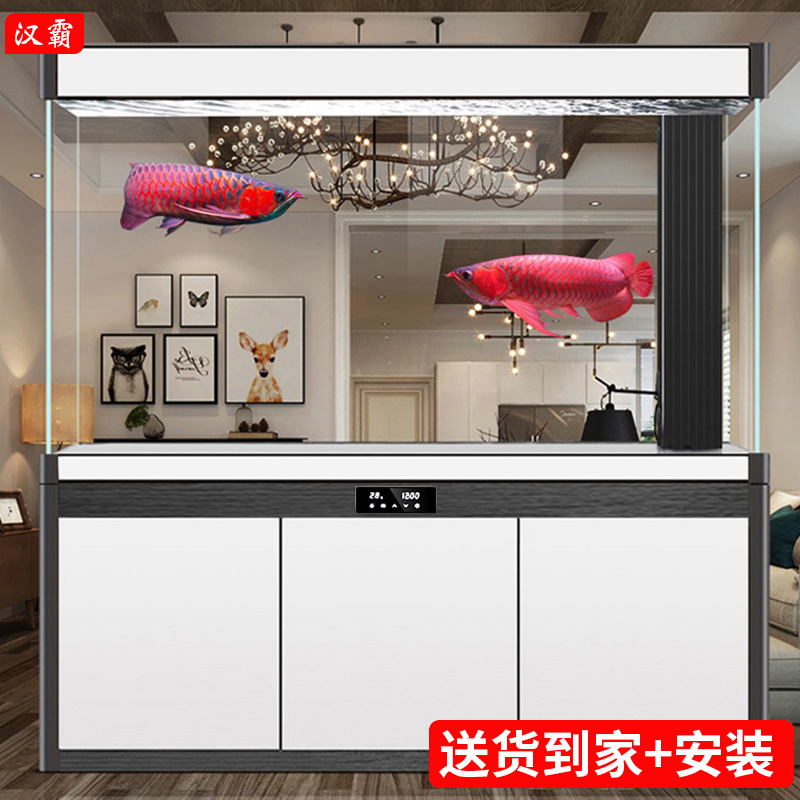 Hanbar Super White Fish Tank Living Room Home Large Red Dragon Vat Screen Bottom Filter Gold Fish Tank Partition Wall 2021