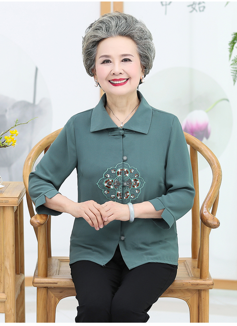 Áo bà già mùa hè tay áo bà vợ hai mảnh 60 tuổi 70 áo mẹ cũ - Quần áo của mẹ áo khoác cho phụ nữ 40 tuổi