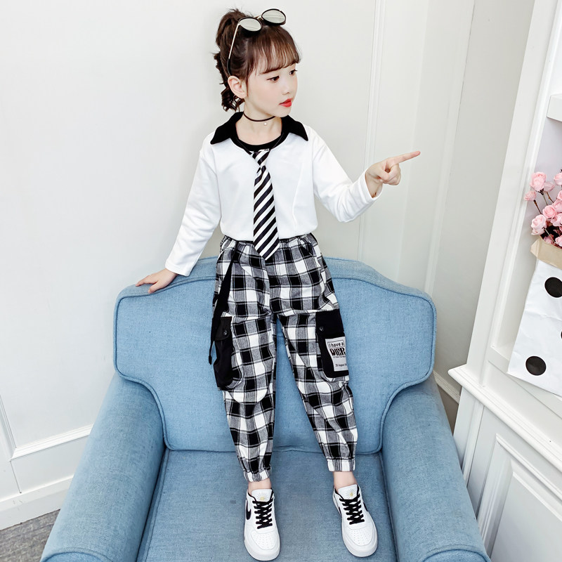 Girls' spring clothing 2021 new foreign pie suits spring CUHK children's two sets of children's clothing online red children's college wind