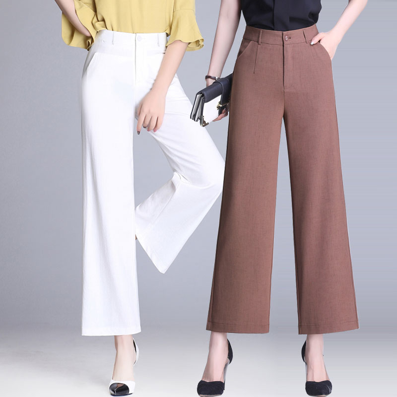 Tencel Linen Pants Summer New High Waist Straight Drum Wide Pants Women 90% Pants Loose Pendant Feel Thin