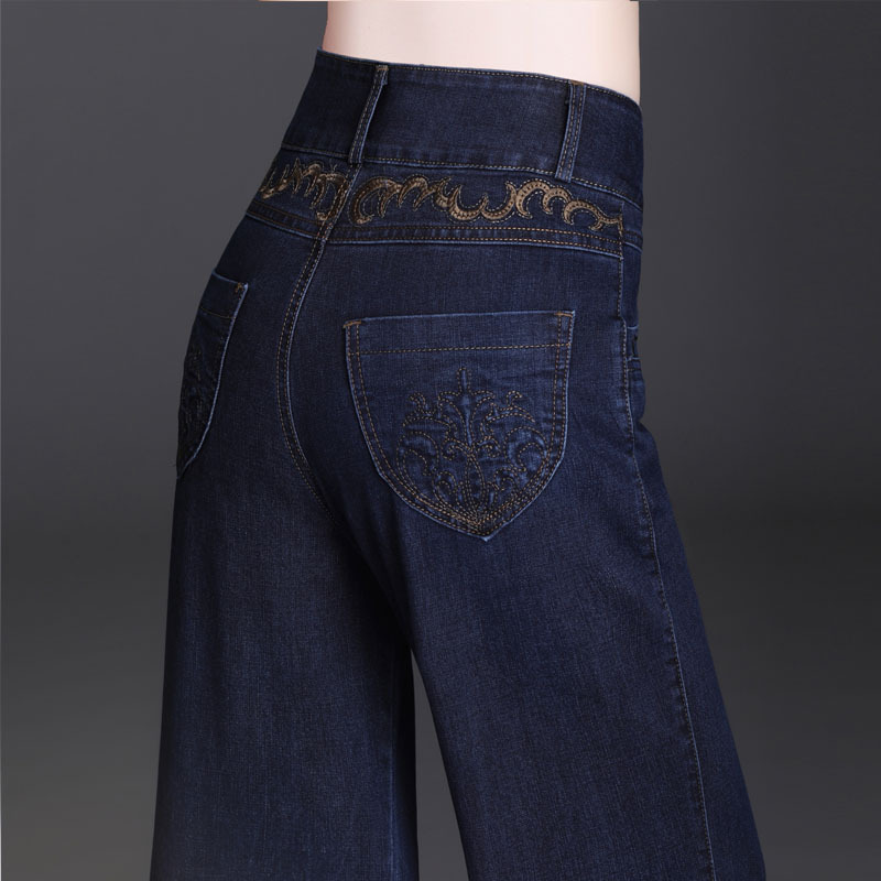 Mom's Pants Spring and Autumn New Style Jeans Women's Long Pants Middle-Aged Women's Straight Pants Loose Large Size Middle-Aged and Elderly Women's Pants