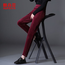 Corduroy mother pants Autumn New High waist Harlan casual pants women slim loose old radish pants plus Velvet