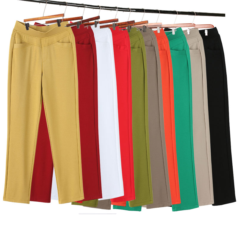 Thin Models Mom Pants Summer New High Waist Casual Pants Women 90% Pants Loose Straight Drum Pants Mid Aged Women Pants