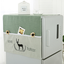 Green fresh refrigerator cover cloth storage refrigerator cover microwave oven cover yellow cloth roller dust cover