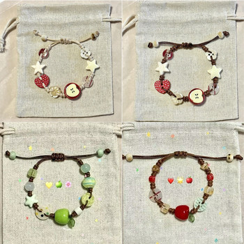 Apple Paradise Handmade Niche Colorful Beaded Bracelet Buttons Cute Sweet Fresh 2025 New Style Jewelry