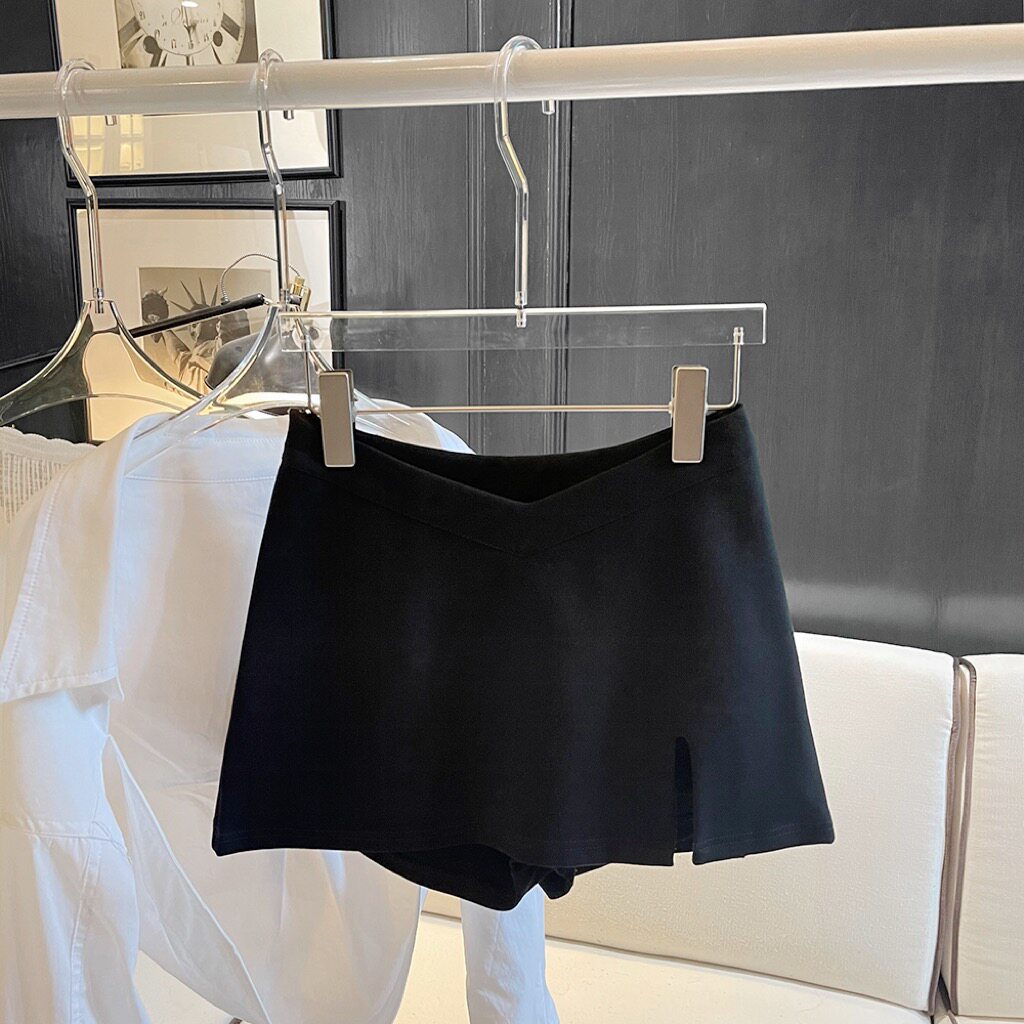 2022 a word skirt female high waist short skirt small skirt trousers look thin and all-match black short slit bag arm skirt