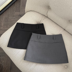 Fasc LAOSHU Black Skirt for Women, Autumn Versatile Suit Skirt, A-Line Skirt Pants, Pencil Skirt, Gray Short Skirt for Petite Women