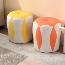 Solid wood shoe stool creative small stool makeup stool childrens leather stool coffee table stool small leather Pier foot stool sofa stool