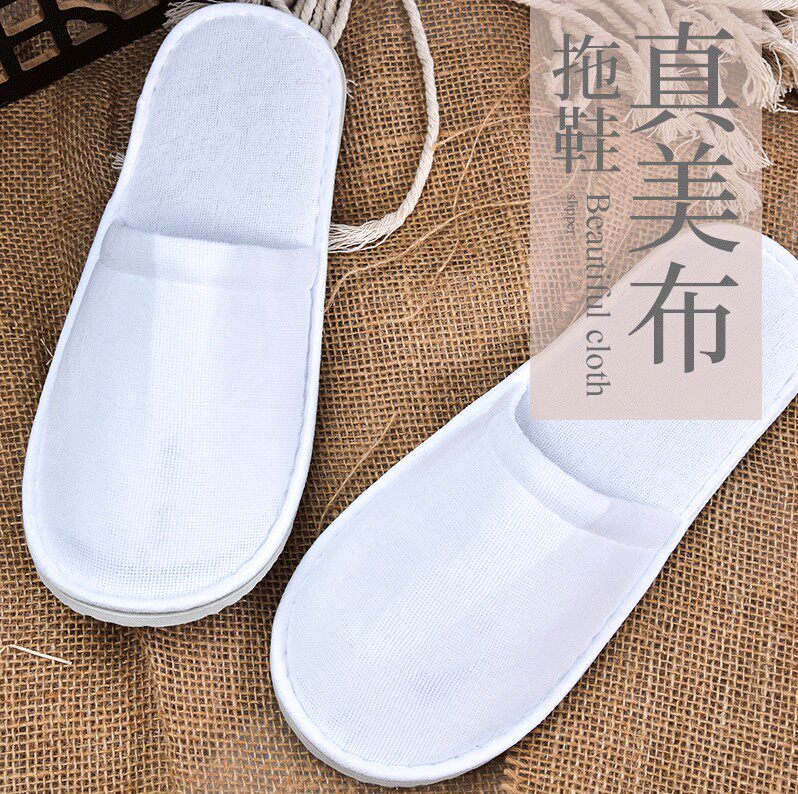 Hotel Disposable Real Beauty Cloth Slippers Custom Minjuku Guesthouses Guest Rooms Disposable White Non-slip Slippers