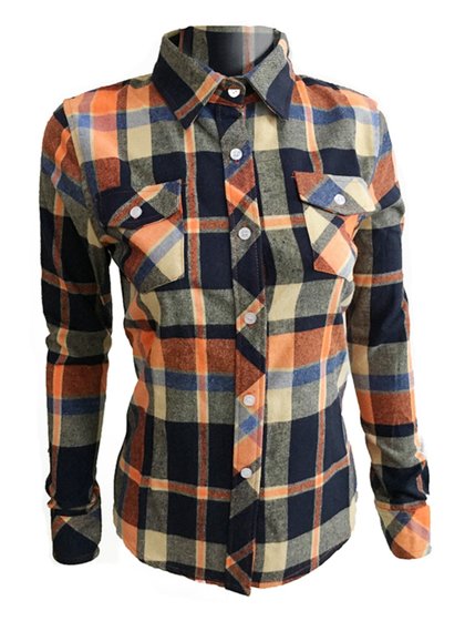 2025春秋新款棉质修身格子衬衫女长袖修身显瘦打底衫女装休闲外套