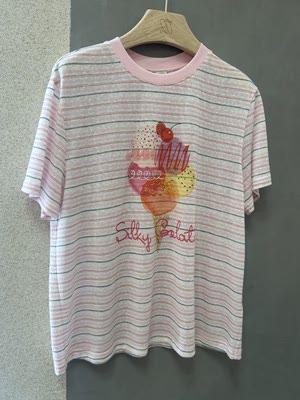 European brand 2026 Summer new fashion women's slimming pink striped short-sleeved T-shirt women's loose top