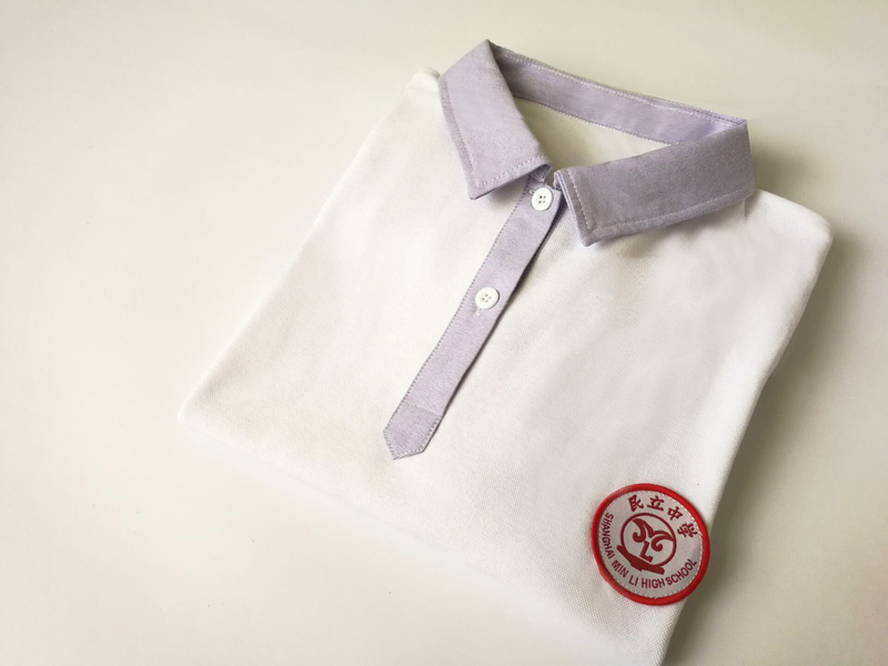 Folk Middle School Purple Collar Short-Sleeved T-Shirt for Men and Women (Can Be Purchased for Junior High School Students)