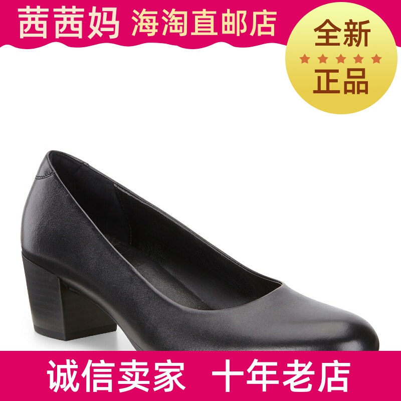 Authentic In-Stock Ecco 273003 230473 281803 High-Heeled Leather Shoes with Shallow Mouth and Chunky Heel for Formal Wear Women's Shoes