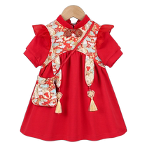 Girls one-year-old dress summer style baby girls birthday party dress childrens Chinese cheongsam dress