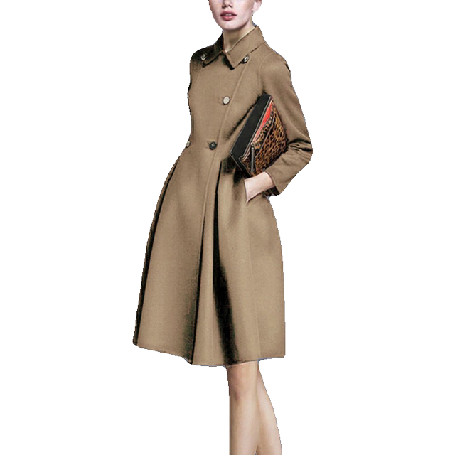 卡沃利高端双面羊毛大衣中长款2025秋冬名媛气质修身羊毛呢子外套