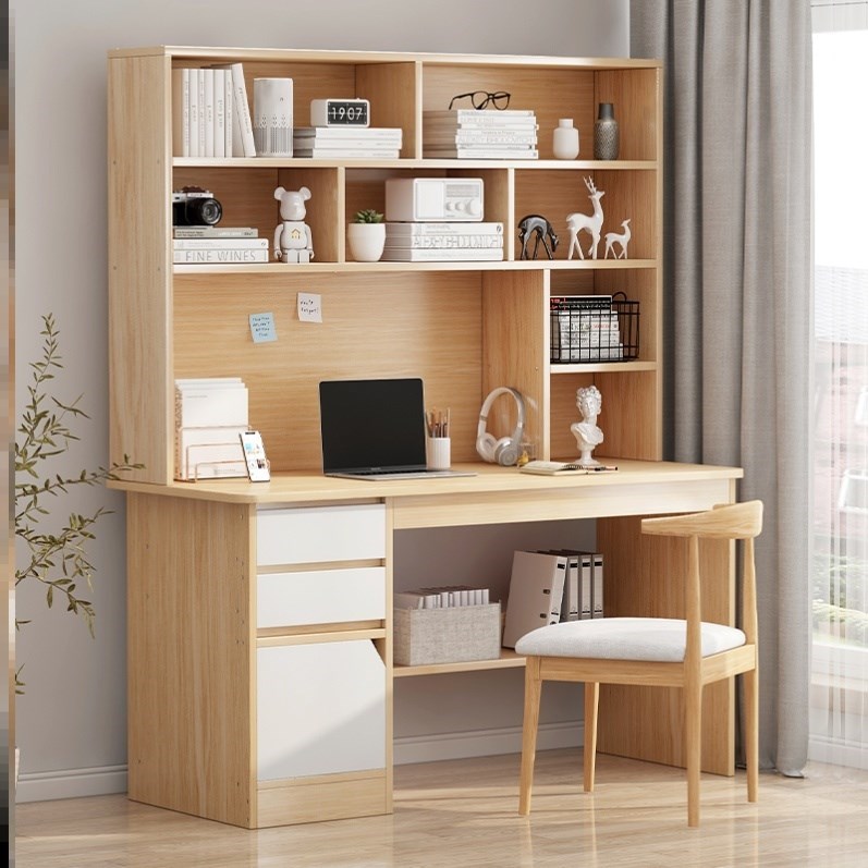 Book desk one large capacity by window bookcase desk in one writing table and bookcase combination simple table