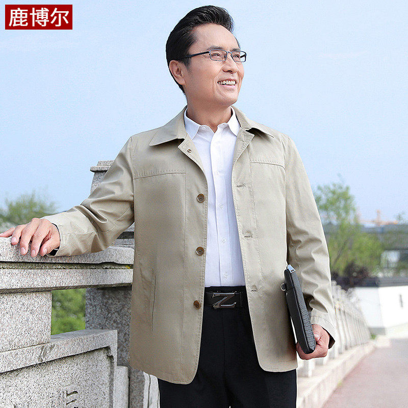 Spring and autumn new middle aged pure cotton jacket man's thin section Dad clothes middle-aged men turn over big size casual jacket man