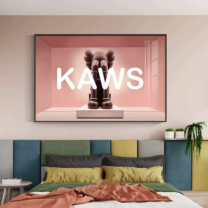[Трэнд декоративная картина роскошная спальня горизонтальная KAWS отель номер фоновая стена]