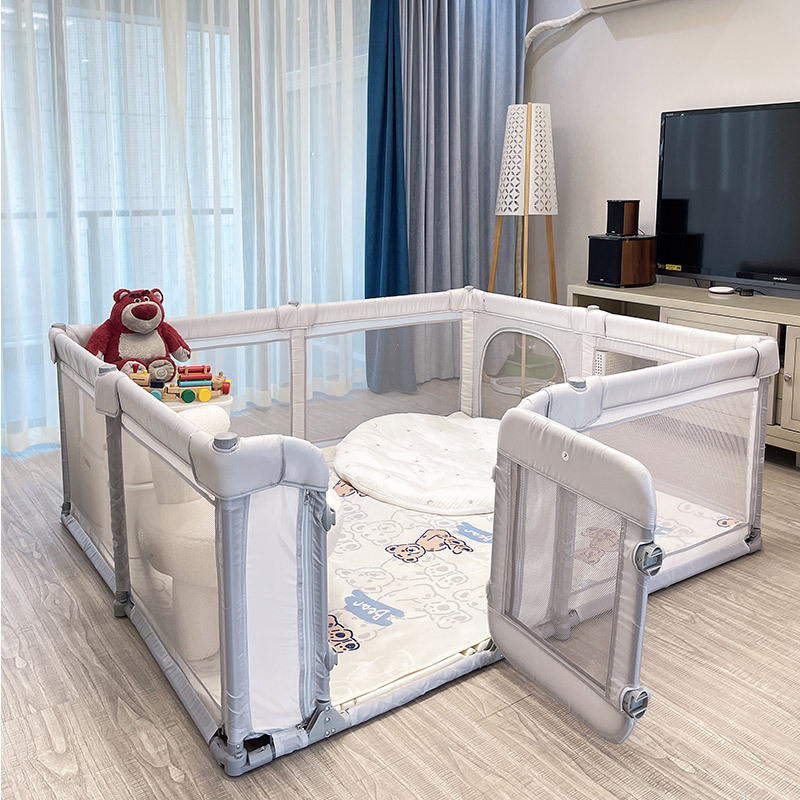 Resfor Foldable Baby Playpen Children's Indoor Living Room Crawling Mat Home Switchable Door Baby Safety Fence