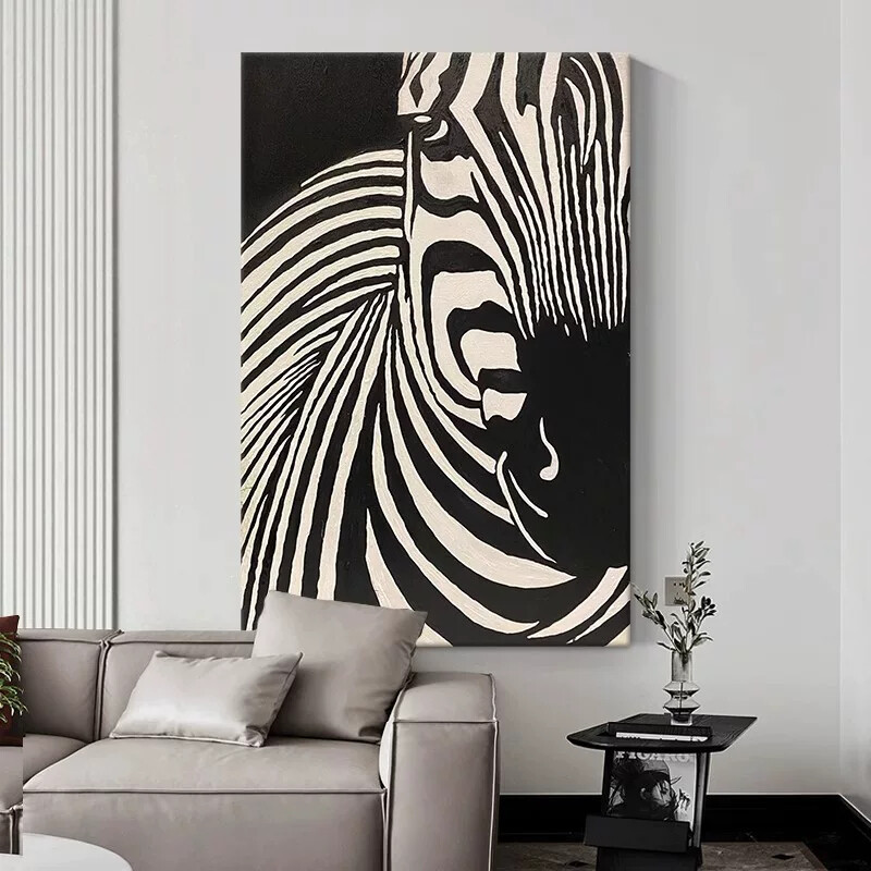 Modern Minimalist Black and White Zebra High-End Niche Art Living Room Decorative Wall Painting Entrance Italian-Style Minimalist Hanging Painting
