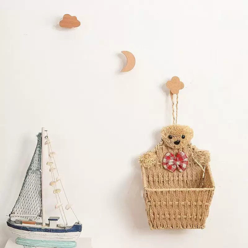 Solid Wood Star Decorative Hook, Moon Adhesive Hook, No-Drill Simple Wooden Wall Hook for Hanging Clothes, Flowers, Clouds, Indoor Use Solid Wood Star Decorative Hook, Moon Adhesive Hook, No-Drill Simple Wooden Wall Hook for Hanging Clothes, Flowers, Clouds, Indoor Use
