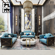 American light luxury sofa leather solid wood living room post-modern simple retro small apartment high-end luxury villa furniture