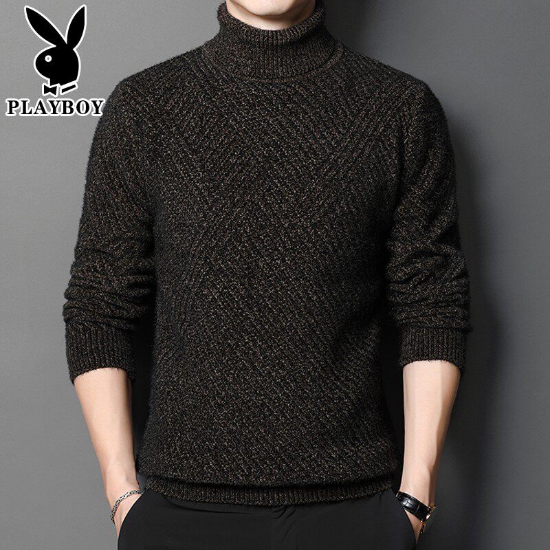 Playboy autumn season thickened turtleneck sweater men's inner bottoming shirt middle-aged men's knitted sweater loose and warm