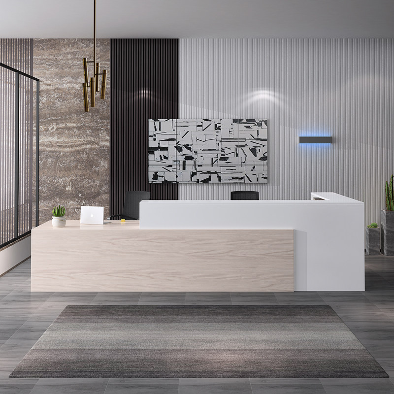 Company Front Desk Reception Desk Brief Modern Corner L-Shaped Consulting Service Desk Greet the Ginn Counter