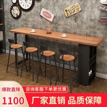 Bar table home coffee shop multifunctional bar table and chair combination simple wall and window solid wood high table 1204