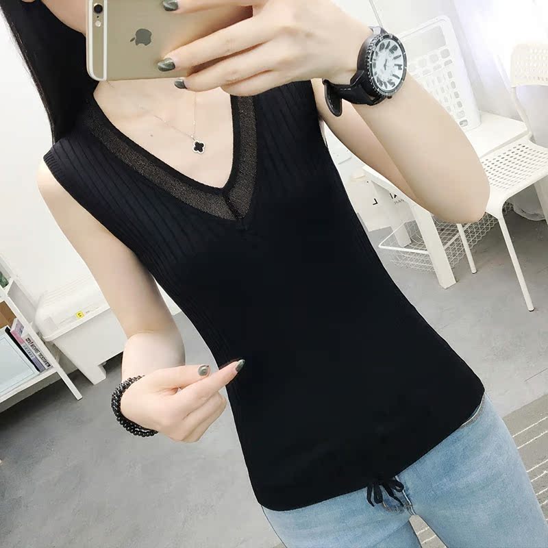 2020 sling băng mới vest bottomshirt dệt kim nữ với tay sexy trên net ins đỏ siêu lửa