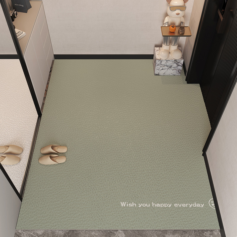 Green Floor Mat, Entrance Door Mat, High-End Pvc, Wipeable and Washable, Solid Color Entrance Mat, Large Doorway Carpet