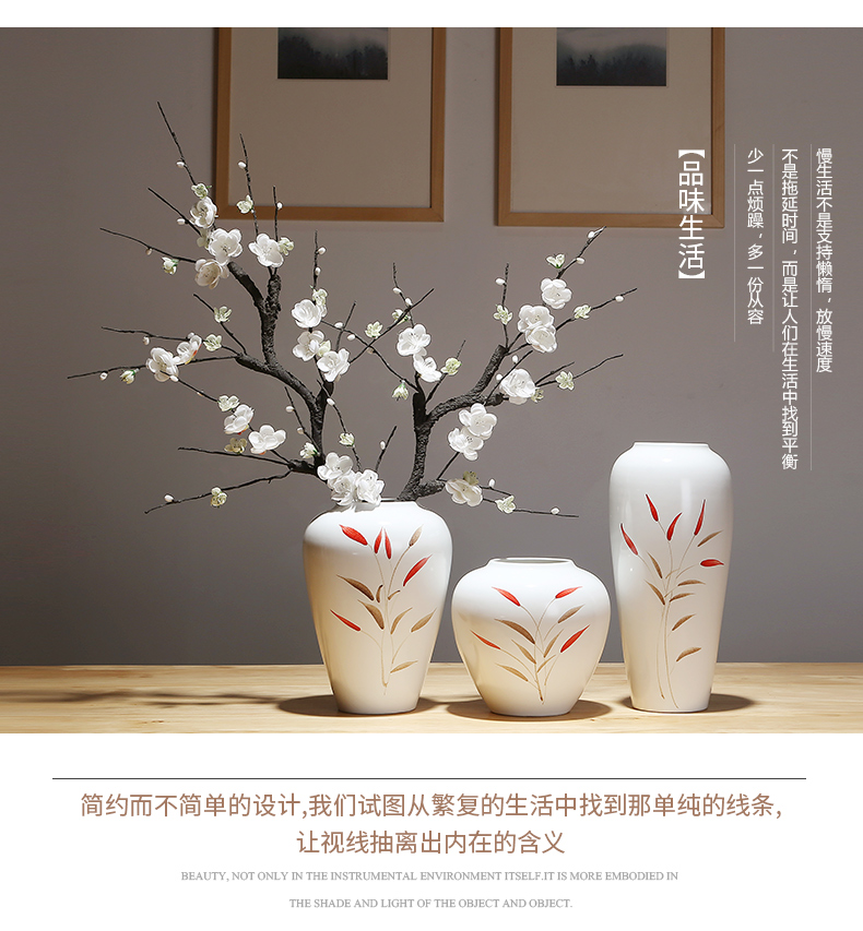 Jingdezhen ceramic vase modern innovative new Chinese style living room porch table simulation flower adornment suit furnishing articles