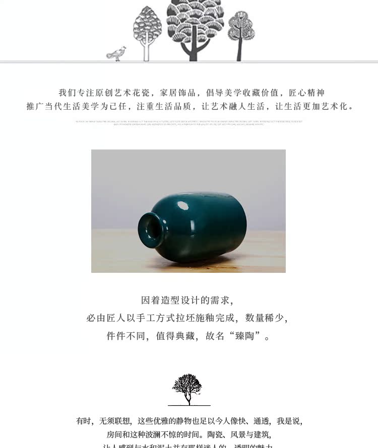 Jingdezhen ceramics vase manual sitting room porch place flower arranging the study of new Chinese style adornment three - piece suit